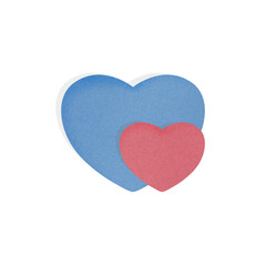 Big and small heart recycled paper on white background