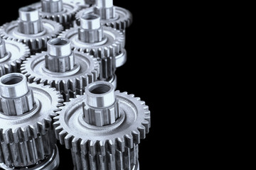 Close up gears on black