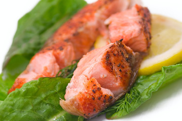 Delicious grilled salmon steak