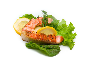 Delicious grilled salmon steak