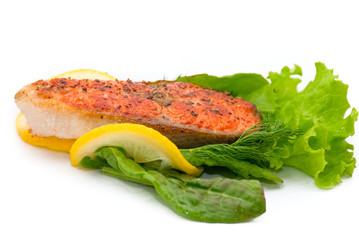 Delicious grilled salmon steak