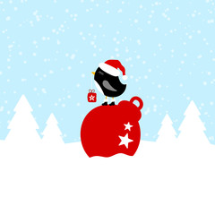 Penguin On Christmas Ball Blue