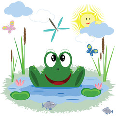 Fototapeta premium Frog is in the pond
