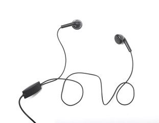 Modern portable audio earphones isolated