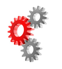 Zahnräder rot-grau