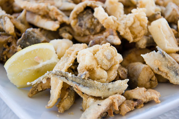 A portion of mixed fried fish