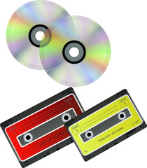 CD discs and cassette.