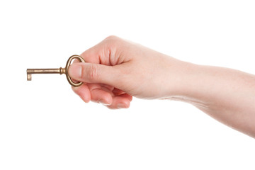 Hand holding old key