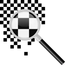 Cercles muraux Pixels loupe v2 damier noir et blanc I