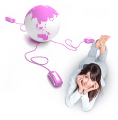 Online world connection, girl