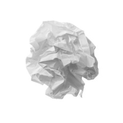 close up of a paper ball on white background