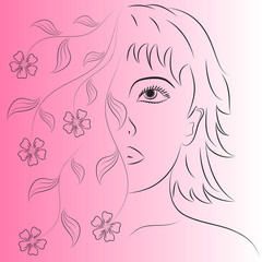 Beautiful girl and flowers.