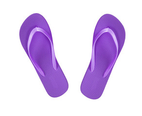 violet beach shoes flip-flop isolated on white