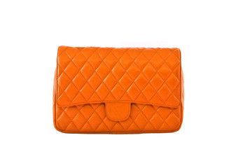 Orange women bag isolated on white background