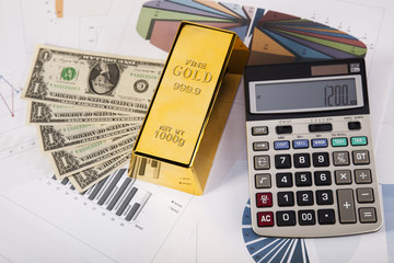 Financial indicators,Chart,Gold bar,money