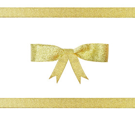 golden ribbon gift present bow isolated on white