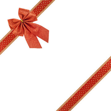 red ribbon gift present isolated on white