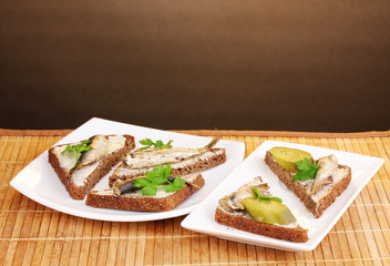 Tasty sandwiches with sprats