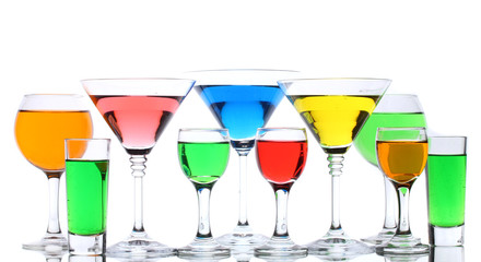 alcoholic cocktails isolated on white