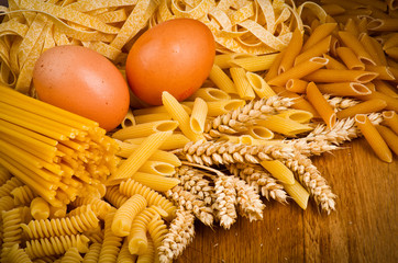 Mix group of italian pasta 