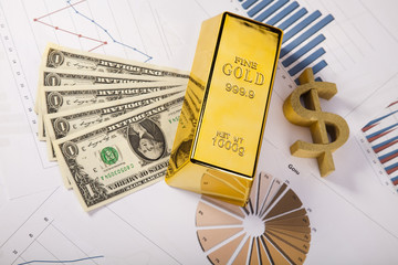 Financial indicators,Chart,Gold bar,money