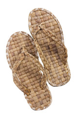 summer footwear is weaved from straw
