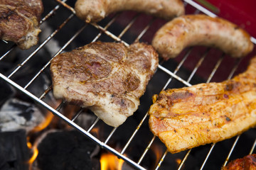  Closeup of meat on grill