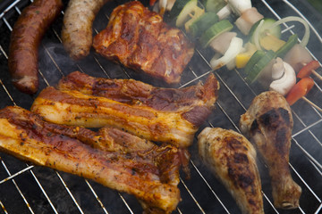  Closeup of meat on grill