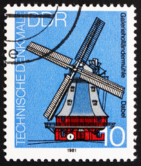 Postage stamp GDR 1981 Windmill, Dabel, Germany