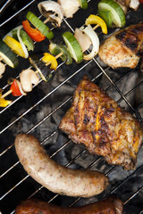 Closeup of meat on grill