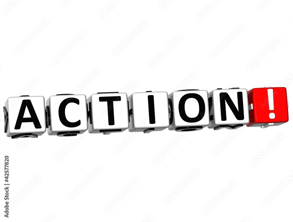 Poster 3d action button click here block text