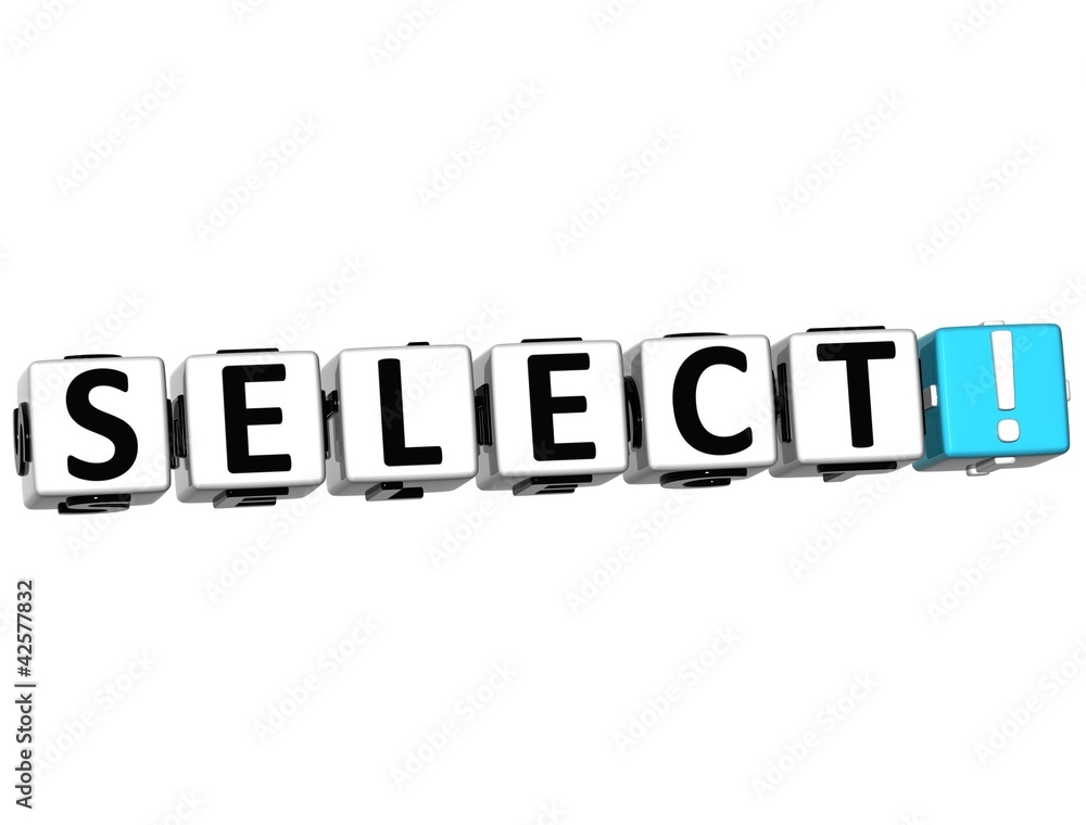 Poster 3d select button click here block text