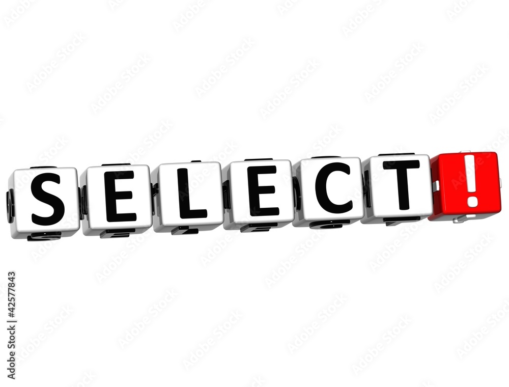Poster 3d select button click here block text
