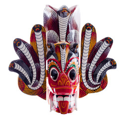 Sri Lankan red head mask isolated on white background