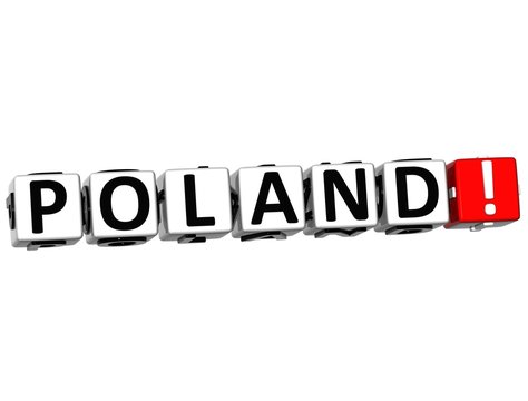 3D Poland Button Click Here Block Text