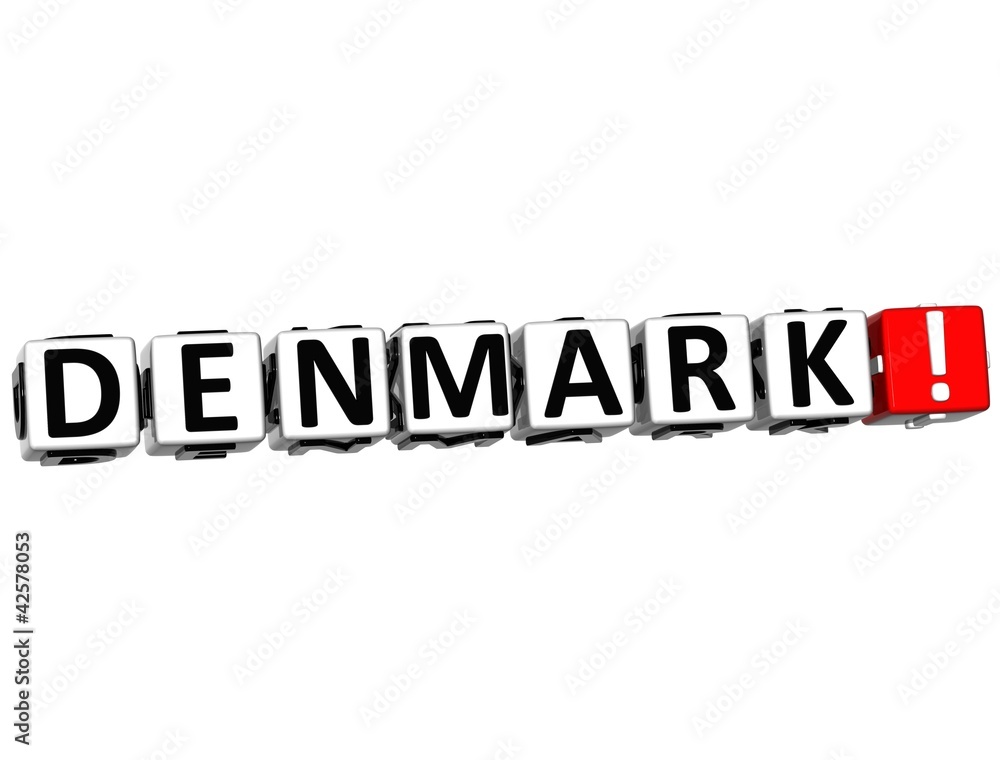 Aufkleber 3d denmark button click here block text