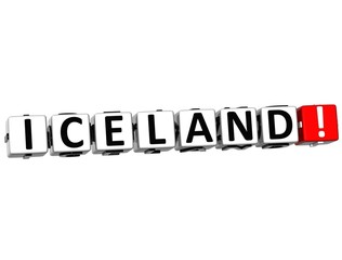 3D Iceland Button Click Here Block Text