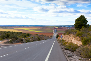 Empty rural road in Central Spain