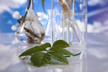 Laboratory  on blue sky background 
