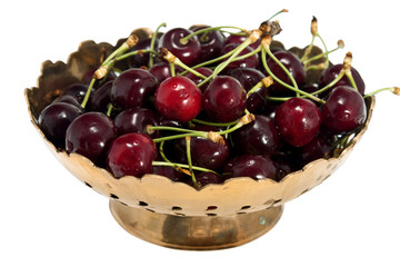 vase with cherries