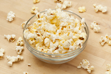 Crunchy white buttered popcorn