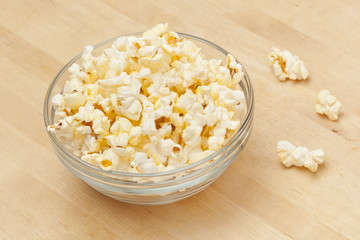 Crunchy white buttered popcorn