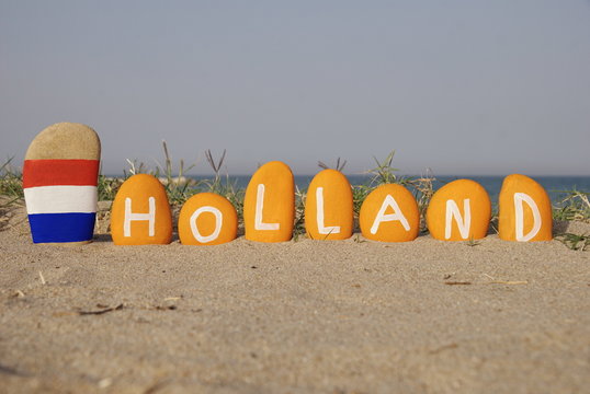 Souvenir Of Holland With Flag And Orange Stones