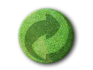badge logo recyclage en herbe