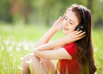 woman listening to the music