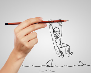 Businessman in risky situation