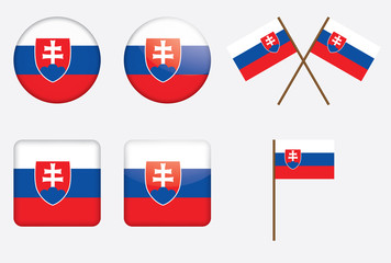 set of badges with flag of Slovakia vector illustration