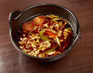 Chinese meat soup with vegetables