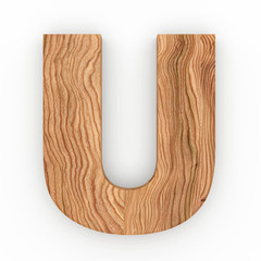 3d Font Wood Character U