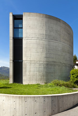 modern house in cement, outdoor, side view